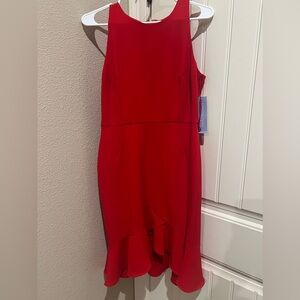 Red Dress with ruffle hem